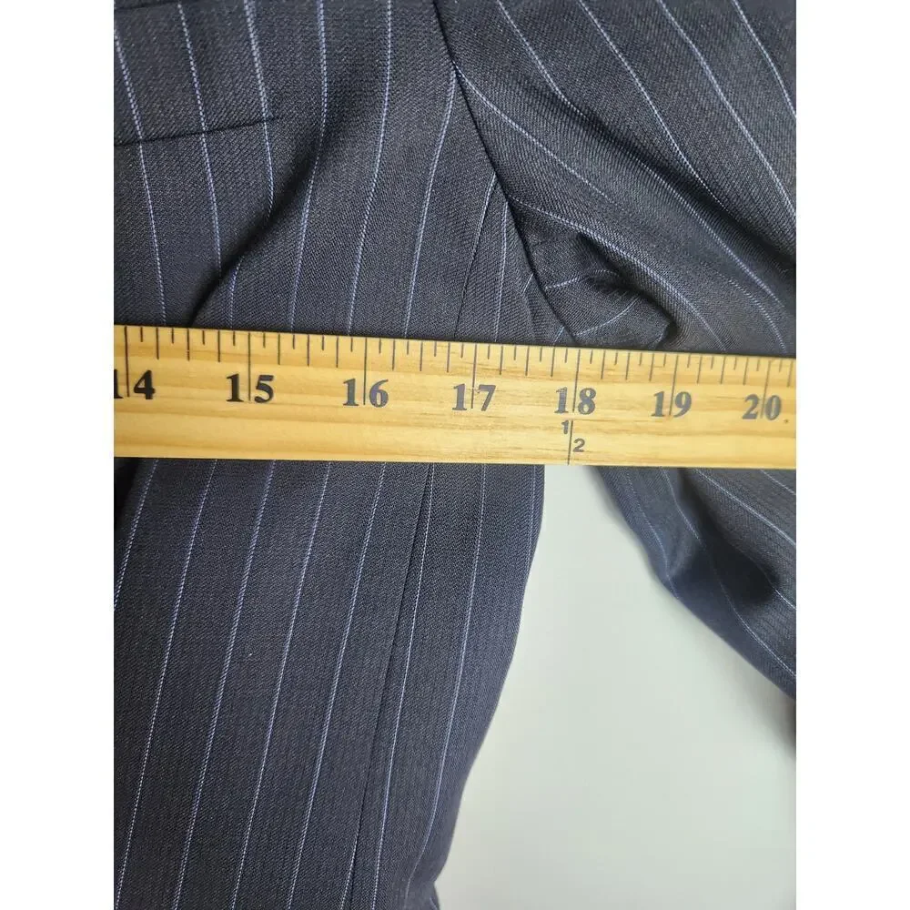 J Crew Vtg womens wool Blazer sz 8 navy pinstripe 1 button academic old money - Picture 8 of 10